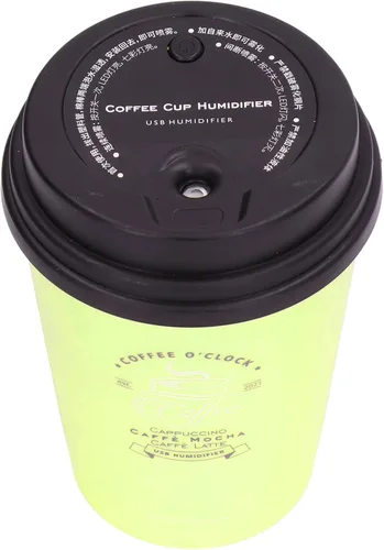 Vista 9 de Mini humidificador portátil, 10.1 fl oz, humidificador de automóvil, taza de café, apagado automático de bajo ruido, ligero, ahorro de espacio, Verde