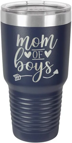 Vista 21 de MOM OF BOYS Vaso negro de 30 onzas con popote y tapa superior deslizante Taza de viaje de acero inoxidable Comparar con Yeti Rambler