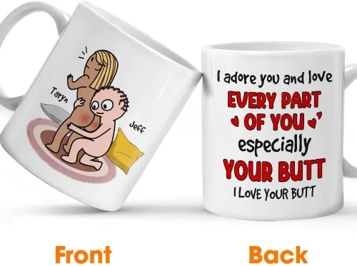 Vista 2 de Taza Kamasutra personalizada, regalos del día de San Valentín para esposa, divertida taza de aniversario para ella, regalos de inauguración