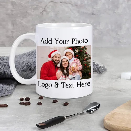 Vista 8 de Taza personalizada con foto de 11 onzas en ambos lados, taza personalizada con logotipo fotográfico, texto, regalos personalizados para Navidad