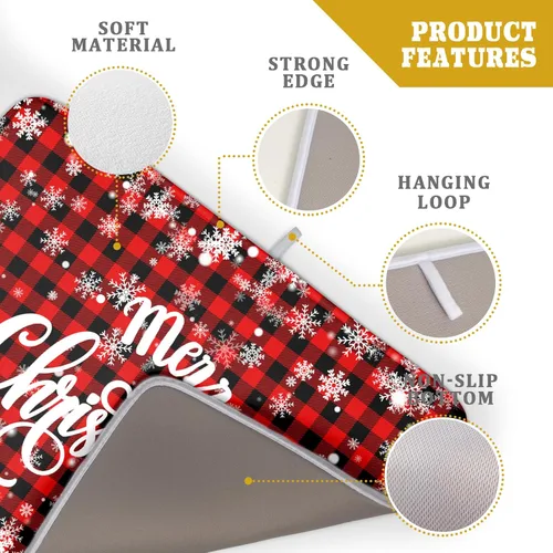 Vista 4 de Tapete de secado de platos de Navidad para encimera de cocina, de 18 x 24 pulgadas, tapete de secado reversible de microfibra con copos de nieve
