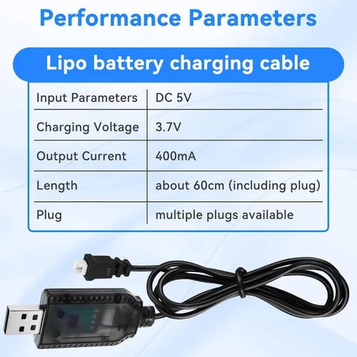 Vista 7 de Paquete de 4 cables de carga USB de 3.7 V con conector de enchufe JST 1.25 para batería Lipo 1S de placa de desarrollo, LoRa Meshmastic Arduino IoT
