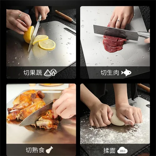 Vista 4 de Chopping Boardthickened Stainless Steel Cutting Board Cutting Board Panel Large,D-33 * 23Cm