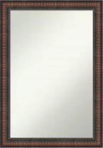 Vista 93 de Amanti Art Espejo de baño marrón para sobre el fregadero, 24 x 24 pulgadas, espejo de tocador cuadrado marrón Caleb, marco de madera rústica