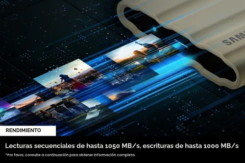 Vista 6 de Samsung T7 Shield 2TB, SSD portátil, hasta 1050MB/s, USB 3.2 Gen2, resistente, clasificación IP65, para fotógrafos, creadores de contenido