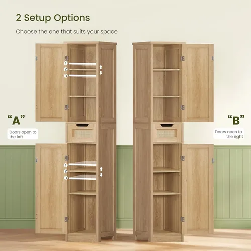 Vista 4 de Iwell 66.9" Tall Bathroom Storage Cabinet with 2 Doors & 1 Drawer