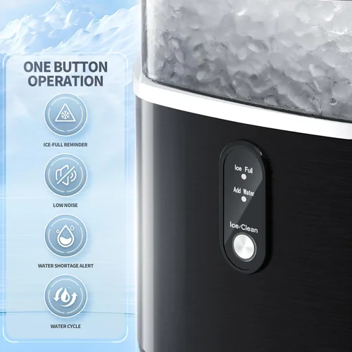 Vista 2 de Antarctic Star Nugget Ice Maker - Máquina de hielo masticable con limpieza automática, fabricación rápida de hielo de 34 libras/24 horas, operación