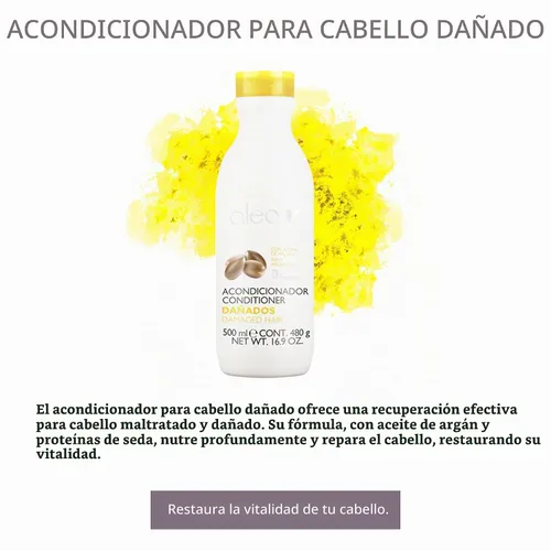 Vista 2 de ALEA - Acondicionador para el cabello dañado - Línea de cabello dañado - 16.9 fl oz - con proteínas de seda y aceite de argán - Libre de sulfatos