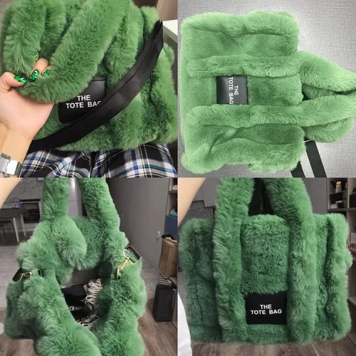 Vista 5 de Bolso cruzado de piel sintética para mujer, bolso de hombro de felpa suave, bolso de mano con asa superior