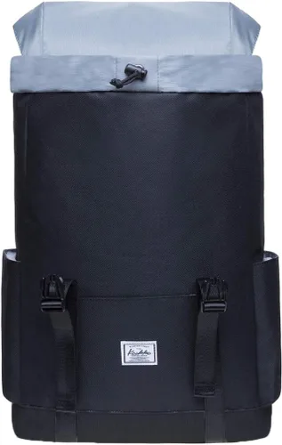 Vista 5 de KAUKKO Mochila de poliéster casual vintage y mochila de cuero (KS12-NEGRO)