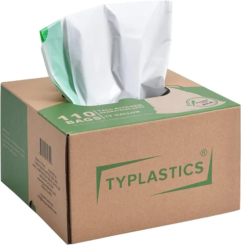Vista 5 de TYPLASTICS Bolsas de basura de 13 galones de alto con cordón para cocina, 110 unidades basura, Oficina, Reciclaje