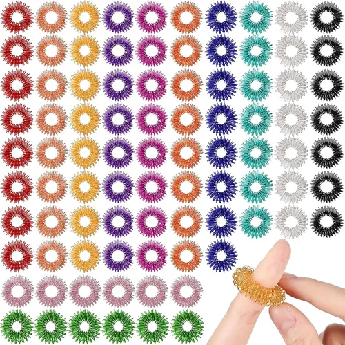 Vista 8 de Nuogo - 200 anillos de acupresión para aliviar el estrés, juguetes sensoriales para aliviar la ansiedad, reductor de estrés para hombres, mujeres