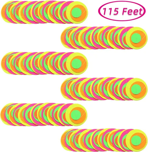Vista 8 de Serpentinas de guirnalda de papel de neón redondas UV de 115 pies, decoraciones de luz negra para suministros de fiestas que brillan y decoraciones