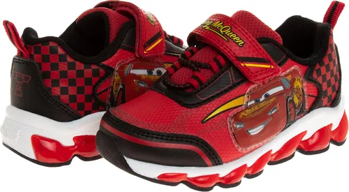 Vista 2 de Disney Pixar Cars - Tenis con luz negra y roja para niños pequeños