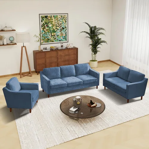 Vista 24 de Kingfun Sofá en Forma de L de 88", Sofá Seccional de Chenilla, Sofás Modernos de Mediados de Siglo con Marco de Madera Maciza para Sala de Estar