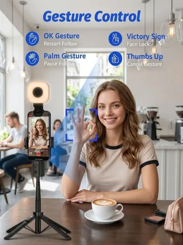 Vista 3 de Trípode de seguimiento automático mejorado 2026 para iPhone Selfie Stick