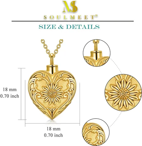 Vista 6 de SOULMEET Joyería de cremación para cenizas, collar de urna de plata esterlina para cenizas, mujeres y hombres, joyas de recuerdos de aprecio