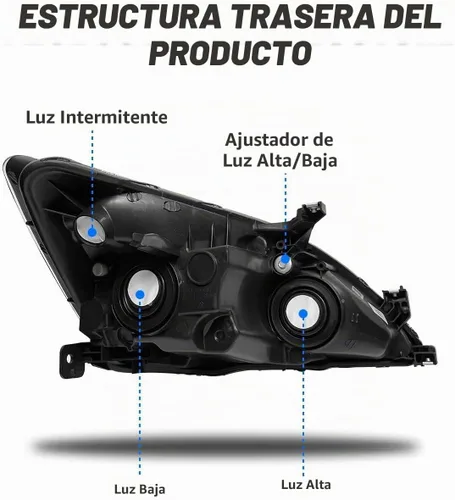 Vista 6 de Conjunto de faros delanteros Accord 2003 2004 2005 2006 2007 para Honda Accord 2003-2007 2/4dr lente transparente carcasa cromada con reflector