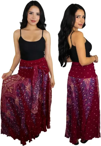 Vista 2 de Happy Trunks Faldas largas para mujer, ropa bohemia para mujer, falda larga, hippie, gitana, bohemio, estampado floral