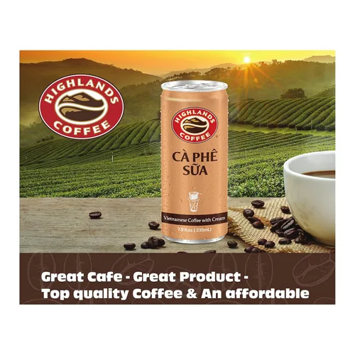 Vista 3 de Highlands Coffee CÀ PHÊ SA Café vietnamita con leche condensada│Lata de 7.9 onzas (6/12/24 unidades) Paquete de paquete │Café vietnamita n.º 1, café