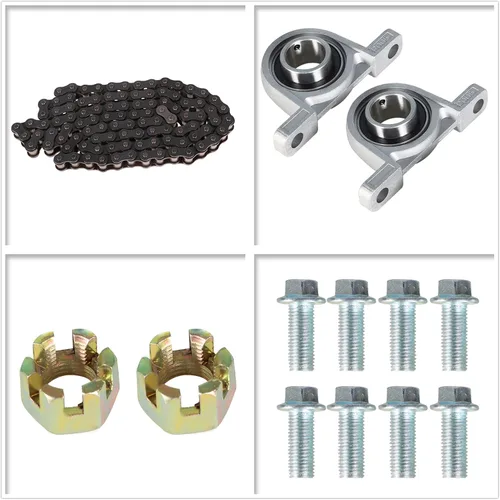 Vista 2 de waltyotur Kit de ensamblaje de eje trasero de Go Kart ATV 32 Pulgadas Eje y cubo y cadena y cilindro maestro de freno de reemplazo para Go Kart ATV