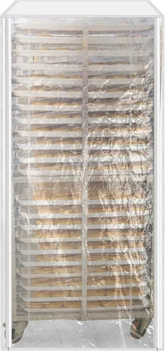 Vista 4 de QWORK Funda para bandeja para bollos con cremalleras, cubierta de plástico transparente para bandeja de hojas, 28 pulgadas de largo x 23 pulgadas