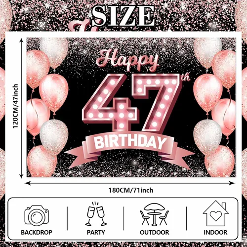 Vista 34 de Cartel de feliz cumpleaños décimo oro rosa, telón de fondo, saludos a 10 años, globos de confeti, decoración temática para niñas de 10 años