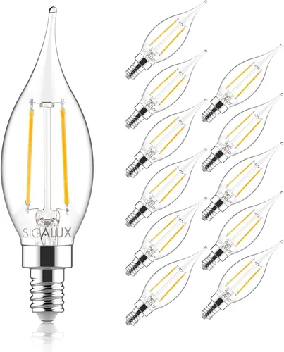 Vista 9 de Bombillas LED E12 para candelabro, regulables, equivalentes a 60 W, 4.5 W, blanco suave, 2700 K, 500 lúmenes, punta de llama CA10, bombilla
