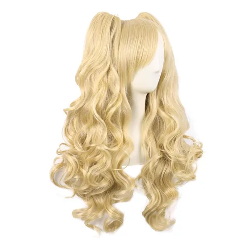 Vista 30 de Peluca MapofBeauty Lolita para disfraz, cabello largo, rizado, con coleta, Blanco