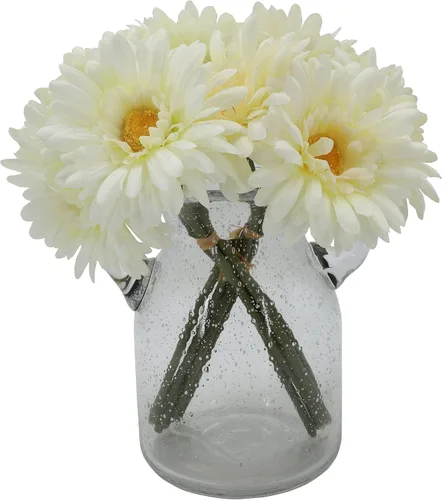 Vista 12 de TOPIA Margaritas africanas artificiales, margaritas africanas, flores de seda, gerberas artificiales, paquete de 10 unidades (negro)