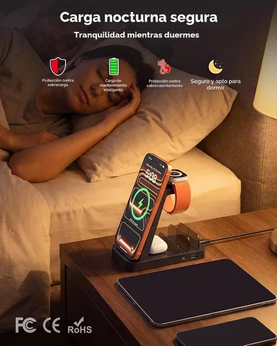 Vista 7 de Cargador inalámbrico para iPhone - Estación de carga 5 en 1 para múltiples dispositivos Apple: Soporte de carga rápida inalámbrica para iPhone 17