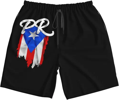 Vista 7 de Pantalones cortos de playa con bolsillos y diseño de bandera de Puerto Rico Boricua Pride