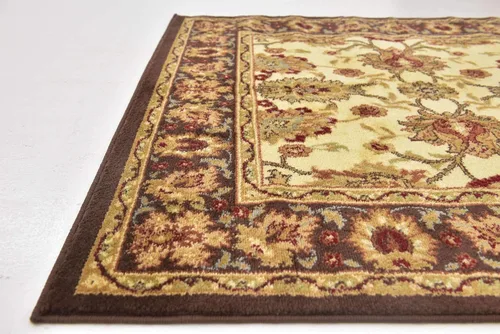 Vista 7 de Unique Loom - Colección Voyage - Alfombra redonda tradicional oriental, marrón, Polipropileno, Crema/ marrón