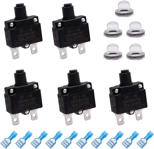 Vista 6 de mxuteuk 5 interruptores automáticos de 3 amperios con botón de reinicio manual de 125/250 V CA 32 V CC, interruptor protector de sobrecarga
