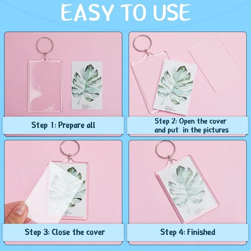 Vista 3 de Inbagi Picture Frame Keychain Acrylic Photo Keychain Clear Rectangle Acrylic Keychain Blanks 2 x 3inch