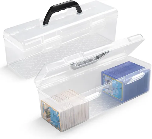 Vista 8 de SUNEZLGO Caja de almacenamiento para Toploader, caja de almacenamiento de tarjetas intercambiables de plástico, estuche de naipes de juego, grande