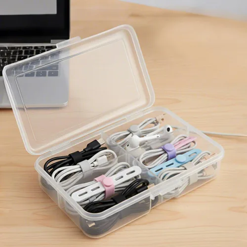 Vista 8 de Correas de silicona para cables, correa elástica para cargar auriculares, cargador de teléfono, cables de computadora, organizadores de cables