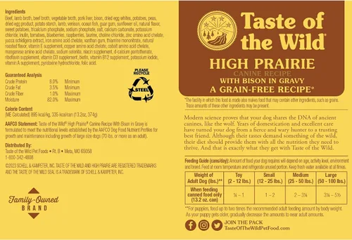 Vista 2 de Taste of the Wild High Prairie Wet Food, bisonte en salsa, 13.2 onzas, caja