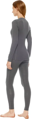 Vista 4 de Adeptwool Ropa interior térmica de lana merina para mujer, con cuello redondo, parte superior e inferior