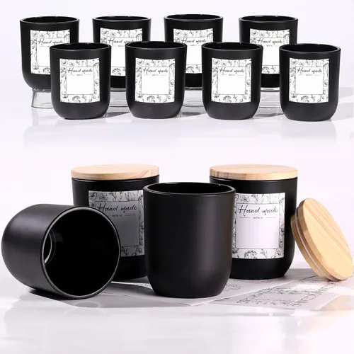 Vista 11 de LETINE 12 tarros de vela de vidrio ámbar de 8 onzas con tapas, kit de fabricación de velas de primera calidad, recipientes herméticos con tapas