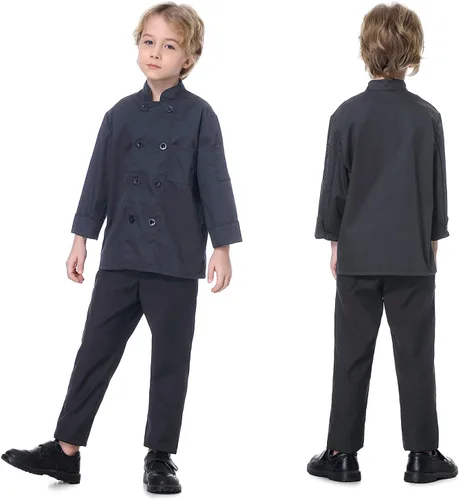 Vista 13 de TopTie Abrigo de chef para disfraz de Halloween para uniforme de cocinero para niños