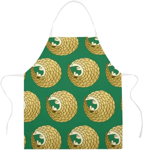 Vista 7 de Funny Pangolin Kitchen Apron with Adjustable Neck Strap Waterproof for Cooking Baking Drawing