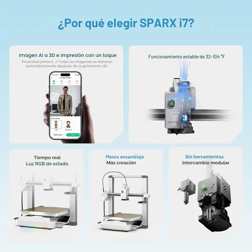 Vista 2 de Creality Impresora 3D SPARKX i7 con monitoreo de cámara AI, nivelación automática, impresión de escritorio silenciosa de alta velocidad, fácil