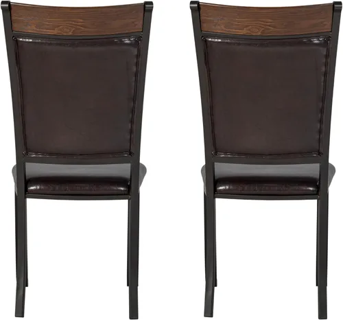 Vista 11 de Powell Furniture Franklin - Juego de 2 sillas de comedor de metal y piel sintética con clavos acentuados en madera, color marrón oscuro