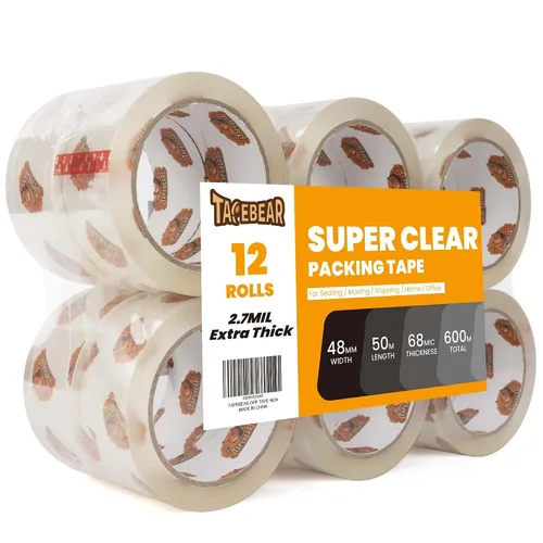 Vista 9 de TAPEBEAR Cinta de embalaje transparente 1.88" x 55Yards Cinta móvil para cajas