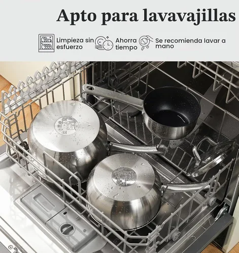 Vista 6 de KOCH SYSTEME CS Juego de cacerolas de acero inoxidable, cacerola de acero inoxidable de 1 cuarto, 2 cuartos y 3 cuartos con revestimiento