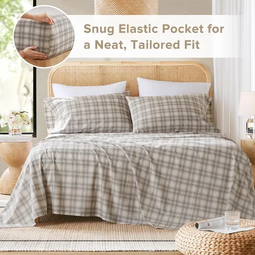 Vista 57 de Comfort Spaces Sábanas 100% Algodón Twin XL, Transpirables, Naturalmente Frescas, Sábanas de Algodón Suave con Bolsillo Elástico de 14 Pulgadas que