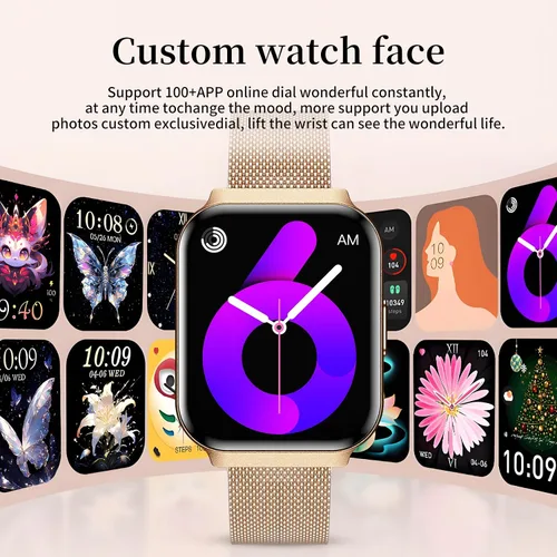 Vista 4 de Welfit - Reloj inteligente para mujer, presión arterial de 1.75 pulgadas, llamada/mensaje, seguimiento del ciclo femenino, frecuencia cardíaca