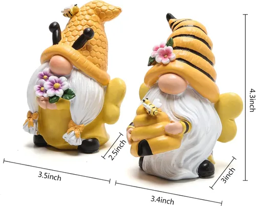 Vista 5 de Hodao Decoraciones de gnomos de jardín de primavera, gnomos de abeja de miel, decoración del Día Mundial de las Abejas, Regalos - Figura de enano