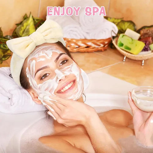 Vista 3 de UMIKU Paquete de 8 diademas faciales para mujeres - Suaves en polar de coral, cosméticas y para el cuidado de la piel, envolturas para el cabello